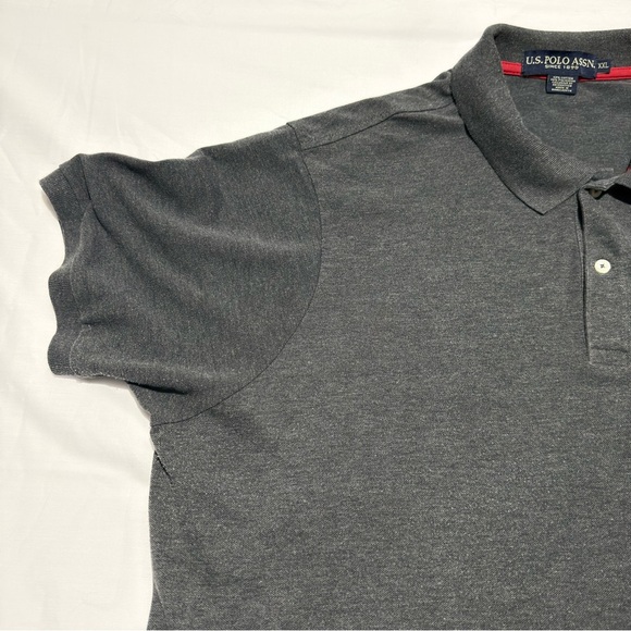 Used U.S. Polo Assn. Classic-Fit Polo Shirt 2XL Charcoal Gray Red Logo - Picture 9 of 12